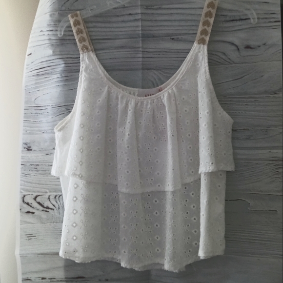 Sleeveless Top Eyelet & Straps with Hearts White made in Italy - Picture 6 of 9